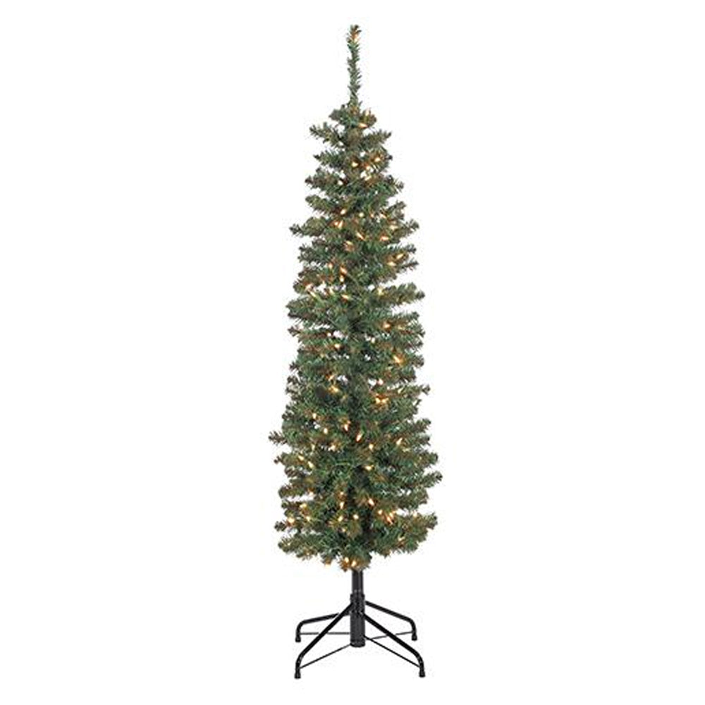 PINO NAVIDEÑO SLIM VERDE CON LUCES 152 CM